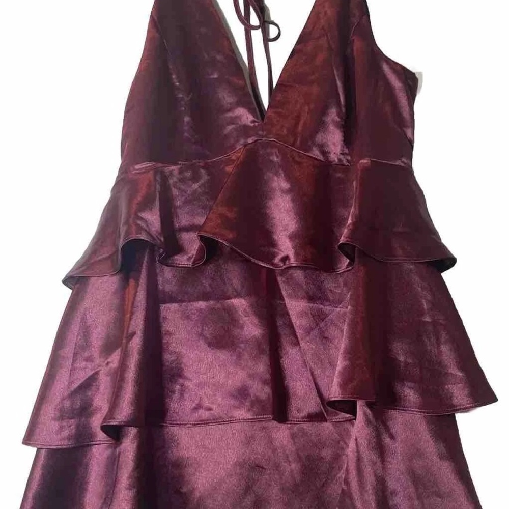 Francesca's Collections Tiered Mini Dress Rich Plum Fabric
